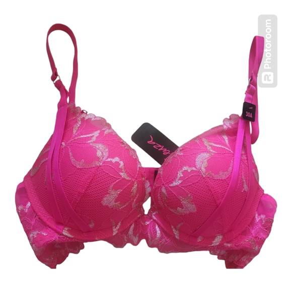 LA SENZA Pink Floral Double Push Up Bra - Size 30A, XXS - Picture 1 of 5